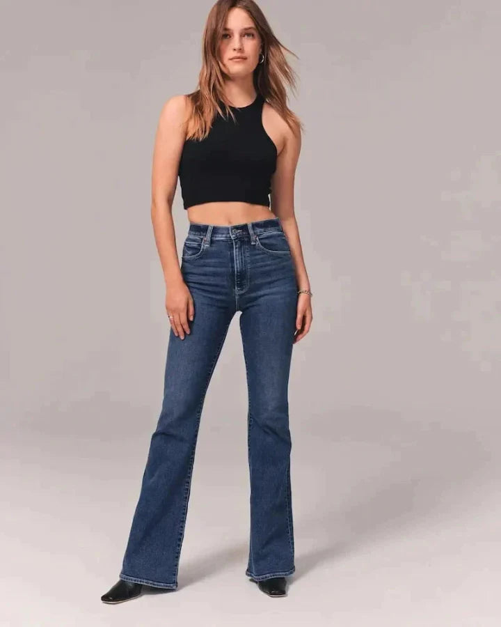 Women’s High-Waisted Flare Jeans – Structured Bootcut Denim