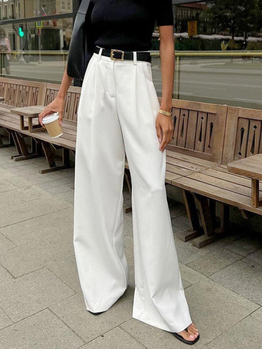 Women’s Tailored Wide-Leg Trousers – High-Rise Pleat-Front Outerwear