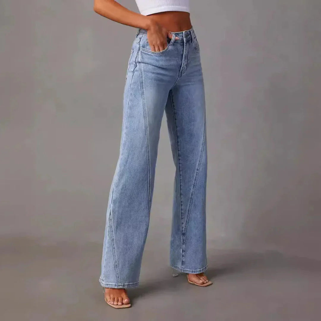 Women’s High-Waisted Wide-Leg Jeans – V-Seam Tailored Denim