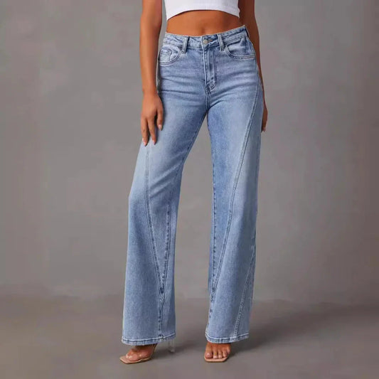 Women’s High-Waisted Wide-Leg Jeans – V-Seam Tailored Denim