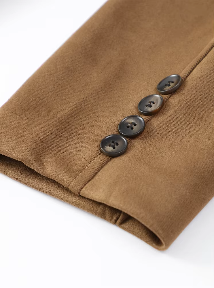Women’s Oversized Suede-Finish Jacket – Relaxed Single-Button Outerwear