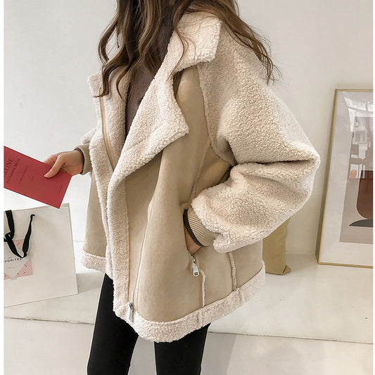 Women’s Faux Shearling Teddy Coat – Oversized Textured Winter Jacket